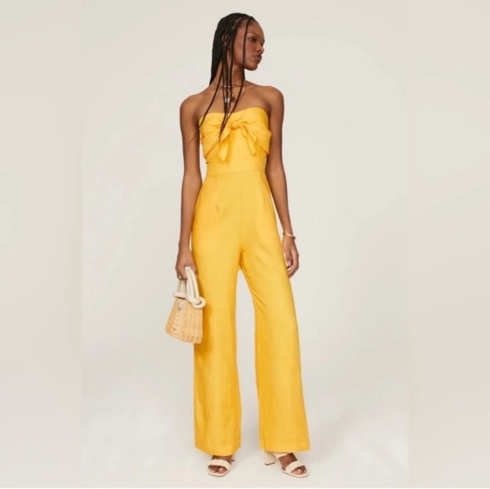 Derek Lam 100% Linen Yellow Jumpsuit